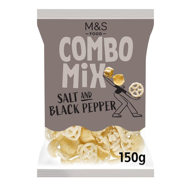 M&S salt and black pepper shaped potato snacks 150g, imported from the UK