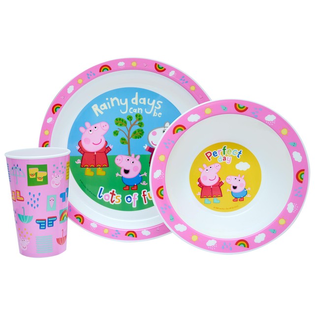 Peppa Pig Perfect Day 3 piece kids tableware set, imported from the UK
