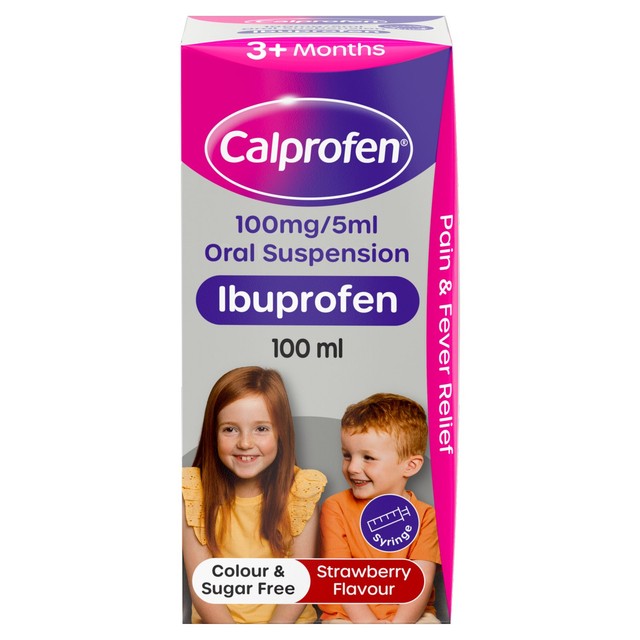 Calprofen Strawberry Ibuprofen Liquid 100ml - British product