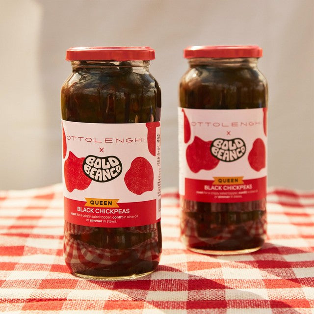 Bold Bean Co Ottolenghi black chickpeas jar, UK version