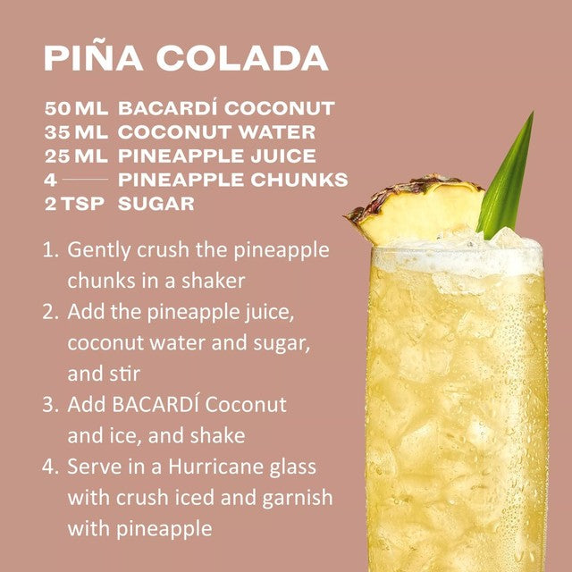 Bacardi coconut flavoured rum spirit drink - British product