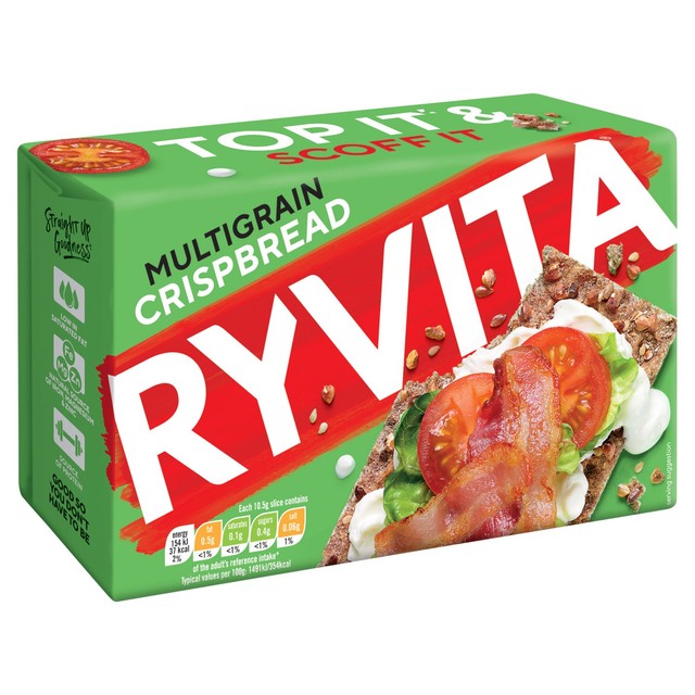 Ryvita multigrain crispbread 250g, imported from the UK