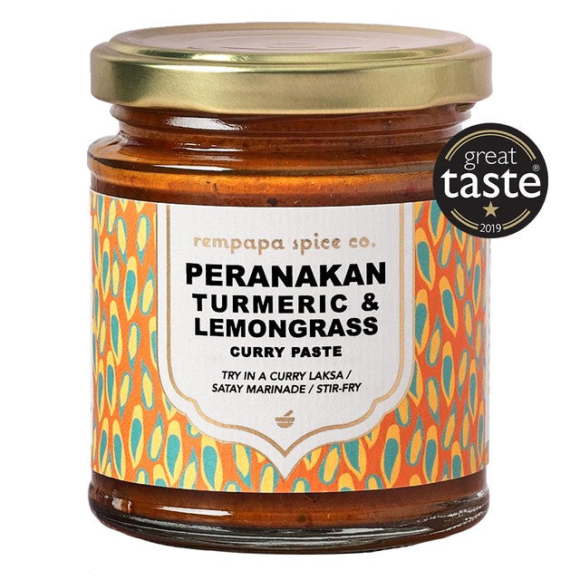 Rempapa Peranakan Turmeric & Lemongrass Curry Paste 180g, imported from the UK