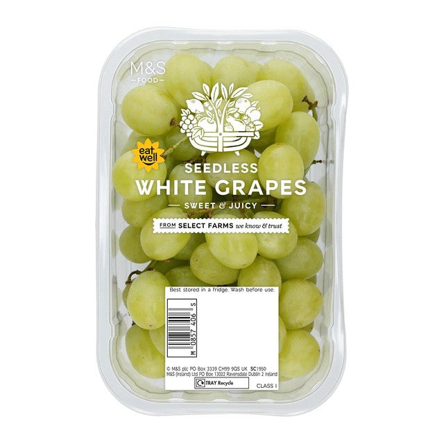 M&S seedless white grapes 500g, imported from the UK