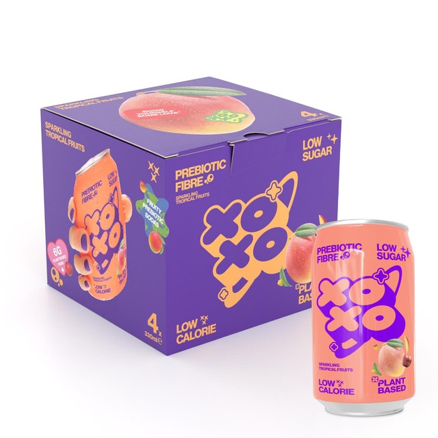 XOXO Sparkling Soda Tropical Flavour 4 x 330ml (British brand)