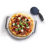 World of Flavours 32cm pizza stone set with stand and cutter, UK version