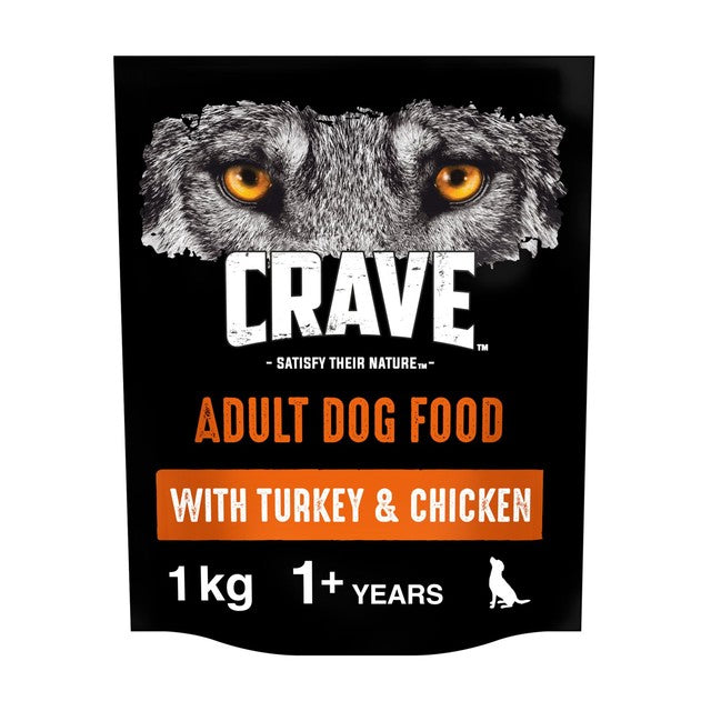 Crave natural grain free dry dog food turkey chicken 1kg, imported from the UK