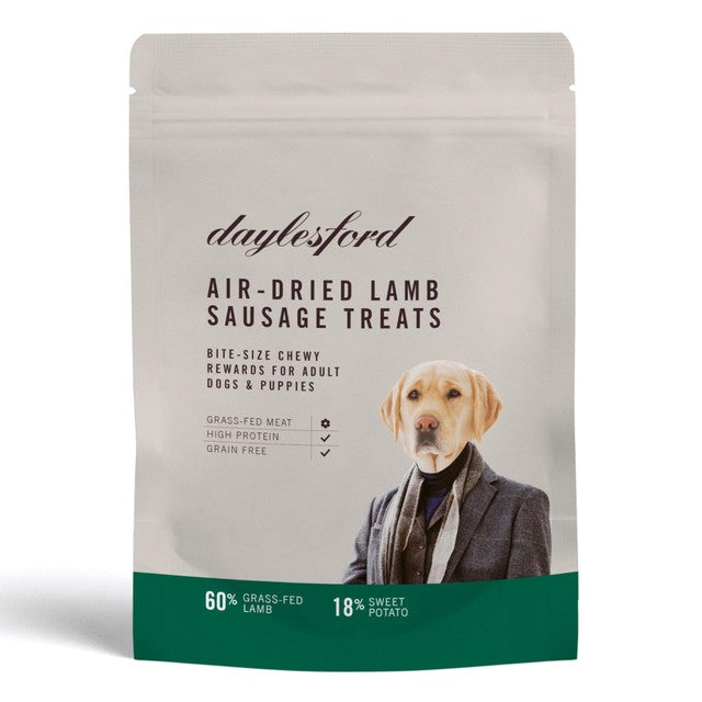 Daylesford air-dried lamb sausage dog treats (British brand)