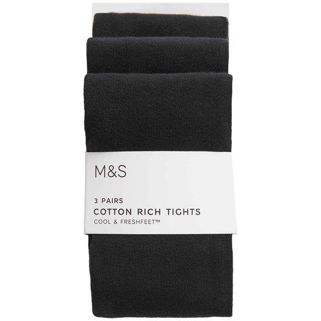 M&S school tights 9-10 years black 3 pack, imported from the UK