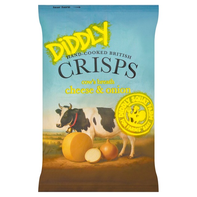 Diddly Squat Farm cheese and onion crisps, UK version