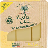 Le Petit Olivier Glycerin Marseille Soap bars 3 x 100g, UK version