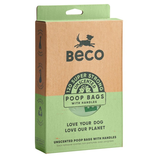 Beco Pets extra large unscented dog poop bags with handles - British product