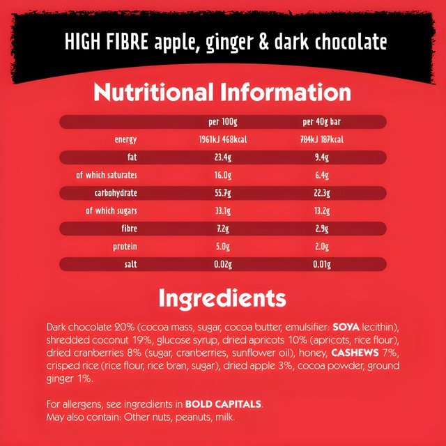 Eat Natural Apple Ginger Dark Chocolate Bars 3 x 40g - British product