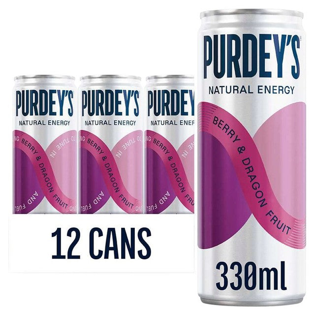 Purdey's energy drink Berry & Dragon Fruit, UK version