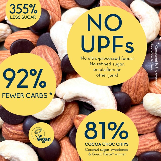 Nibble Simply Nutty Choc Fix trail mix 32g, imported from the UK