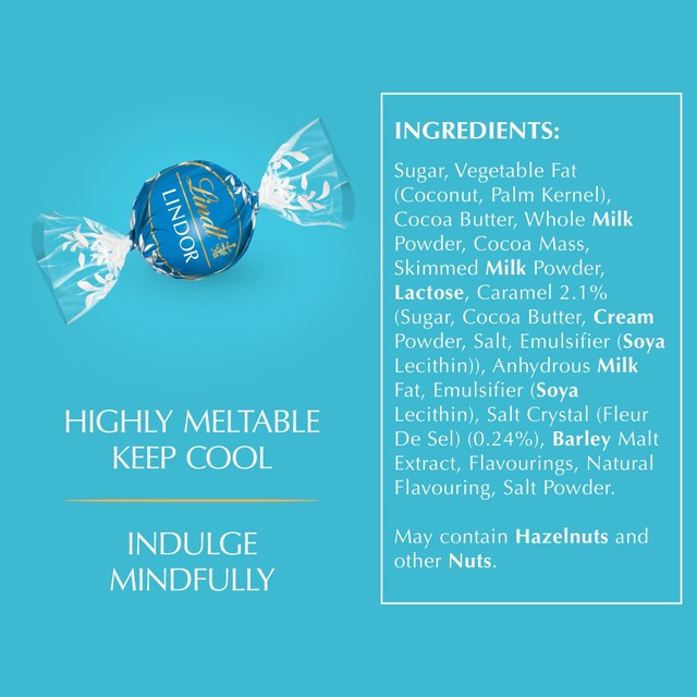 Lindt Lindor salted caramel chocolate truffles 200g, UK version