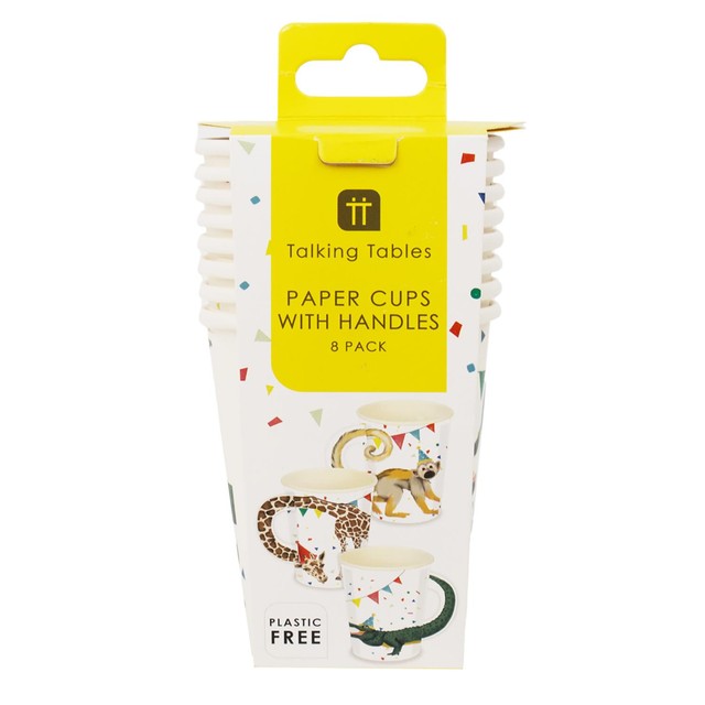 Talking Tables safari animal paper cups 8 pack (British brand)