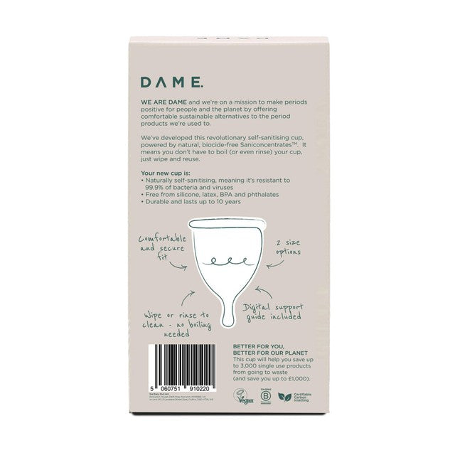 DAME Self-Sanitising Menstrual Cup Large - British product