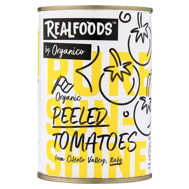 Realfoods by Organico organic peeled tomatoes 400g, imported from the UK