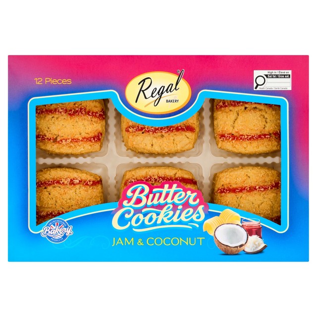 Regal Jam Coconut Butter Cookies box, imported from the UK
