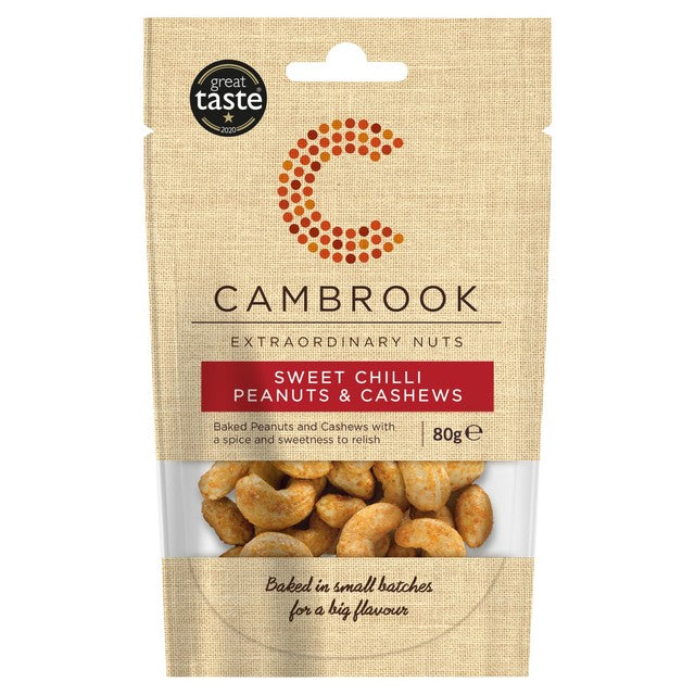 Cambrook baked sweet chilli peanuts and cashews snack 80g - British product