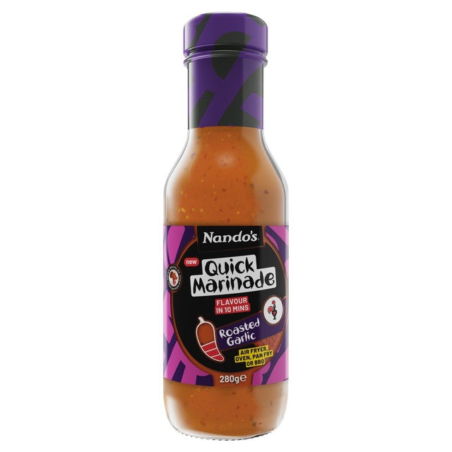 Nando's roasted garlic marinade sauce bottle, imported from the UK