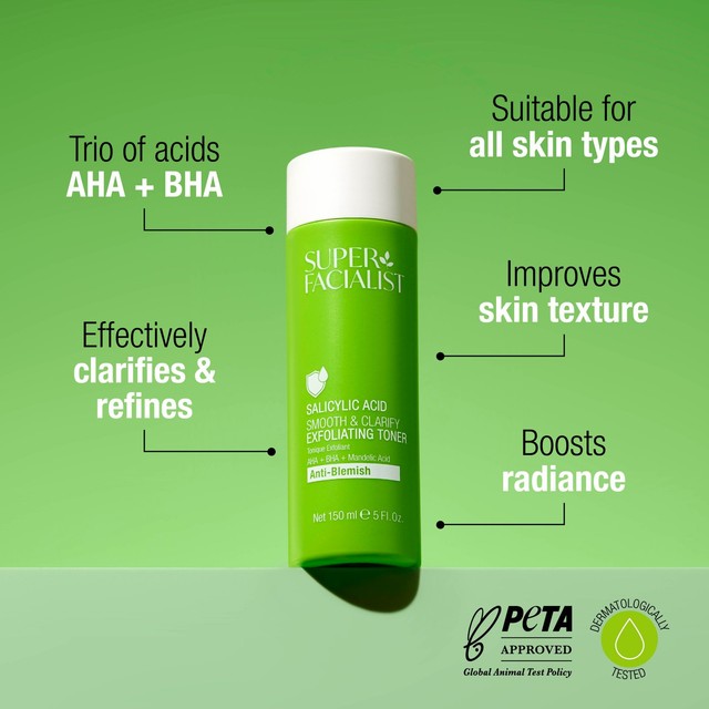 Super Facialist salicylic acid exfoliating toner (British brand)