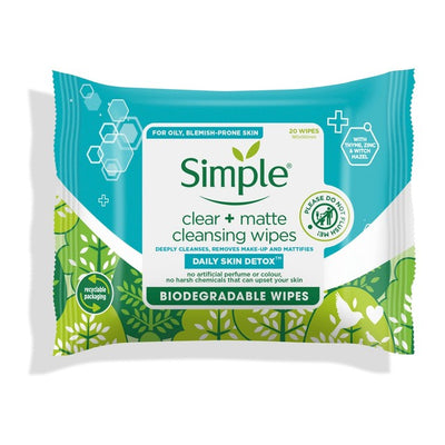 M&S Simple Daily Detox Matte Face Wipes 20 Pack- Buy online at McGrocer