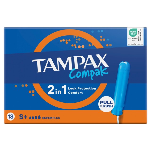 Tampax Compak Super Plus tampons 18ct (British brand)