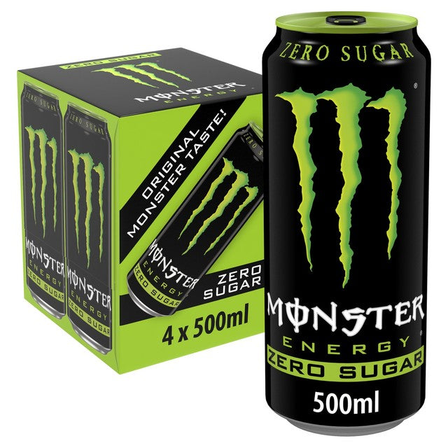 Monster zero sugar energy drink 4 x 500ml, imported from the UK
