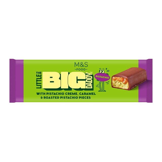 M&S pistachio and caramel milk chocolate bar 36g, imported from the UK