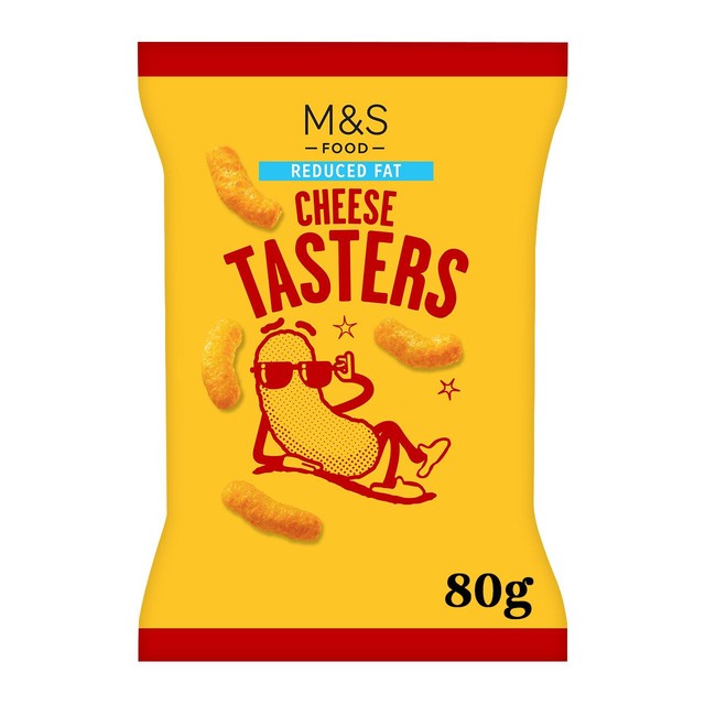 M&S Reduced Fat Cheese Tasters corn snack 80g, imported from the UK
