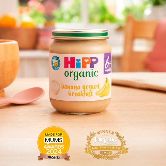 HiPP banana yogurt breakfast baby food jar 125g, UK version