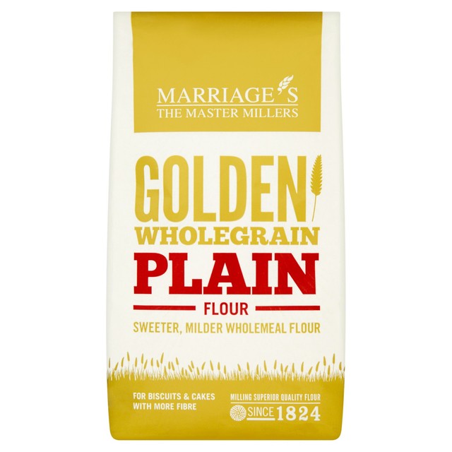 Marriage's Golden Wholegrain Plain Flour 1kg, imported from the UK