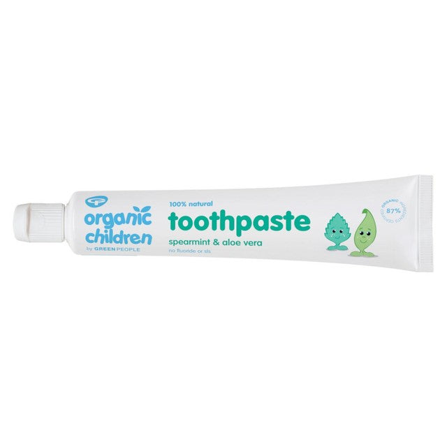 Green People Children's Spearmint & Aloe Vera Fluoride Free Toothpaste 50ml, imported from the UK