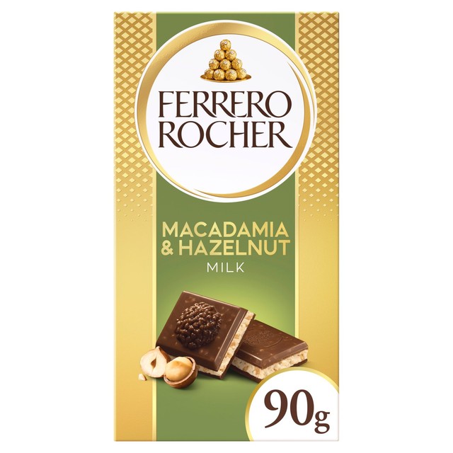 Ferrero Rocher milk chocolate with hazelnut and macadamia bar 90g - British product
