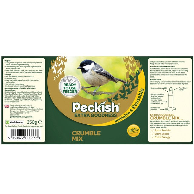 Peckish Extra Goodness Crumble Bird Feeder 350g, imported from the UK