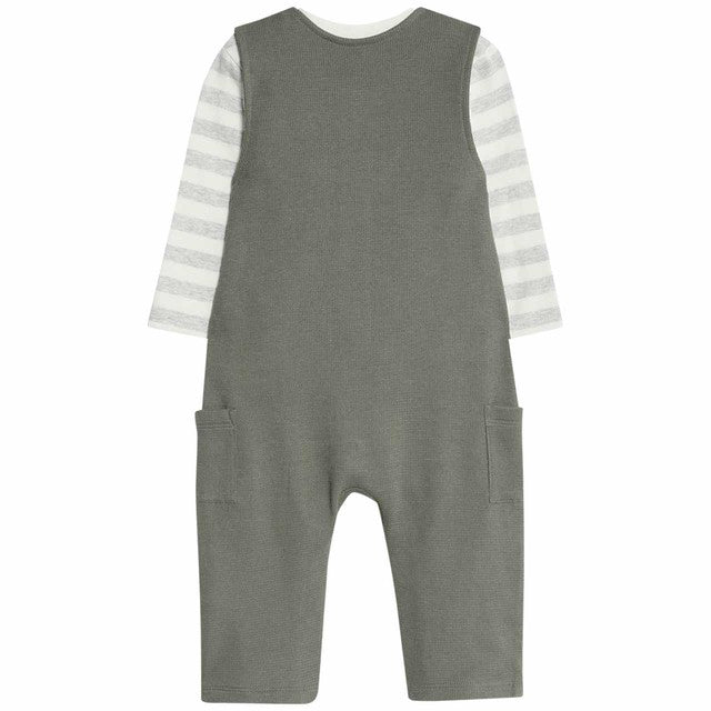 M&S khaki baby dungaree set 9-12 months, imported from the UK