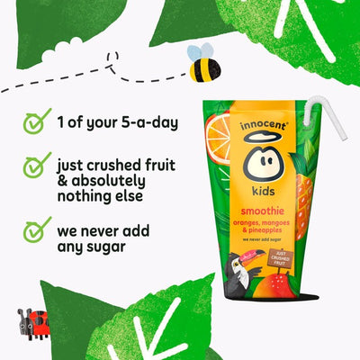 Smoothies pour enfants Innocent oranges, mangues et ananas