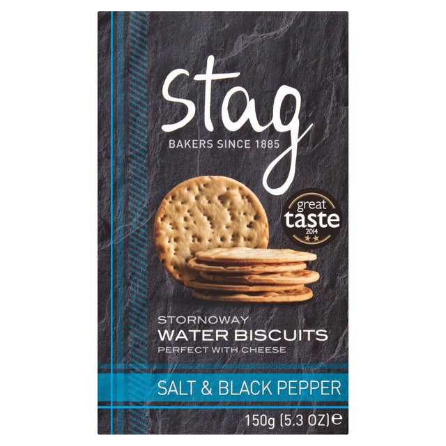 Stag Bakeries sea salt and black pepper water biscuits 150g (British brand)