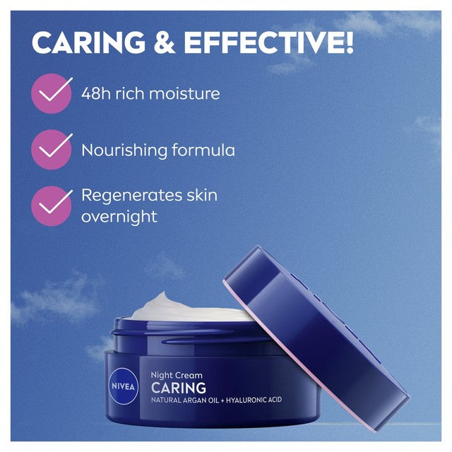 NIVEA Night Cream for dry, sensitive skin 50ml, imported from the UK