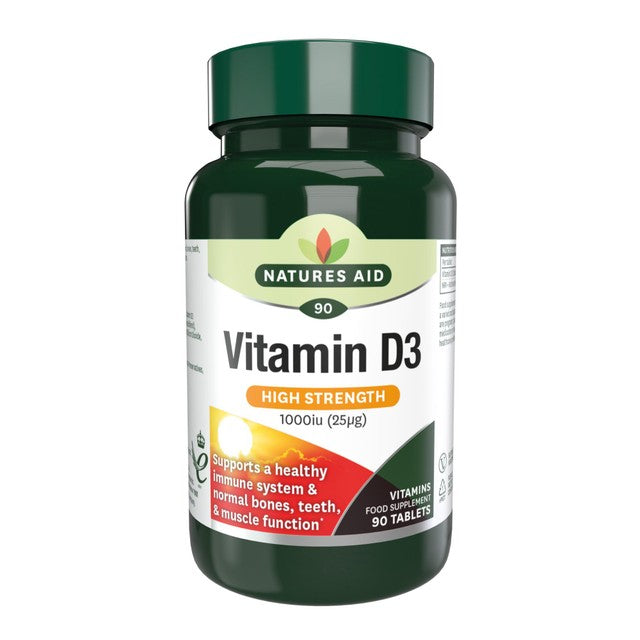 Natures Aid High Strength Vitamin D3 Tablets 1000iu 90 Tablets, imported from the UK
