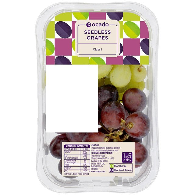 Ocado mixed seedless grapes 500g, imported from the UK