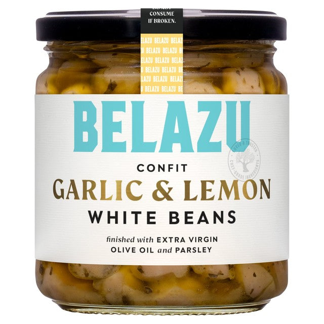 Belazu confit garlic lemon white beans jar - British product