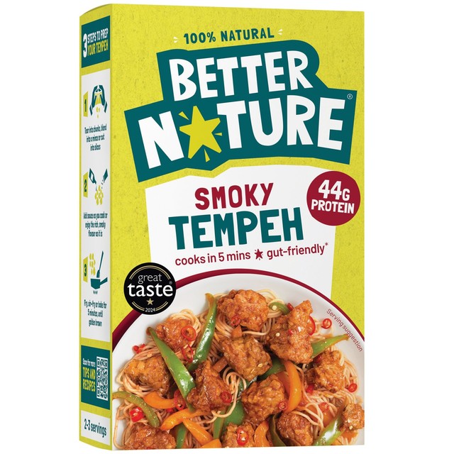 Better Nature smoky tempeh 220g pack (British brand)