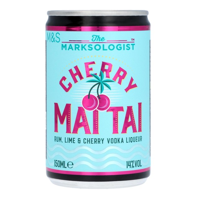 M&S Cherry Mai Tai pre-mixed cocktail 150ml, imported from the UK
