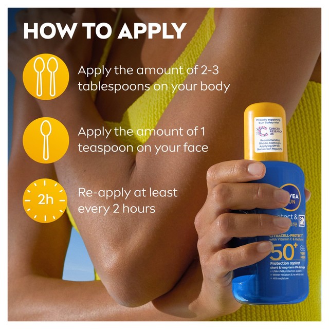 Nivea SPF 50+ sun cream spray 200ml, imported from the UK