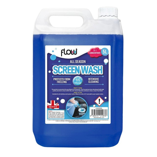 Flow Blue 5L concentrate screen wash - British product
