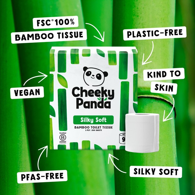 The Cheeky Panda Natural 3-Ply Bamboo Toilet Tissue 9 Roll Pack - British product