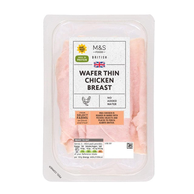 M&S Wafer Thin Chicken Breast Slices 140g, imported from the UK